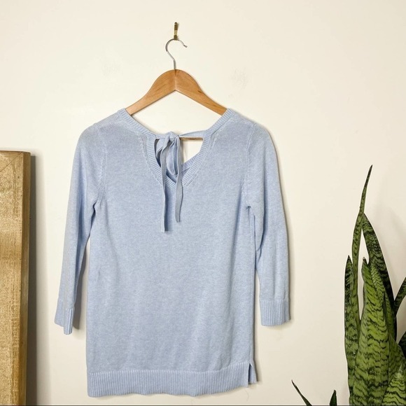 Talbots Double V Tie Back Sweater in Blue Size XS X-Small - Picture 5 of 9